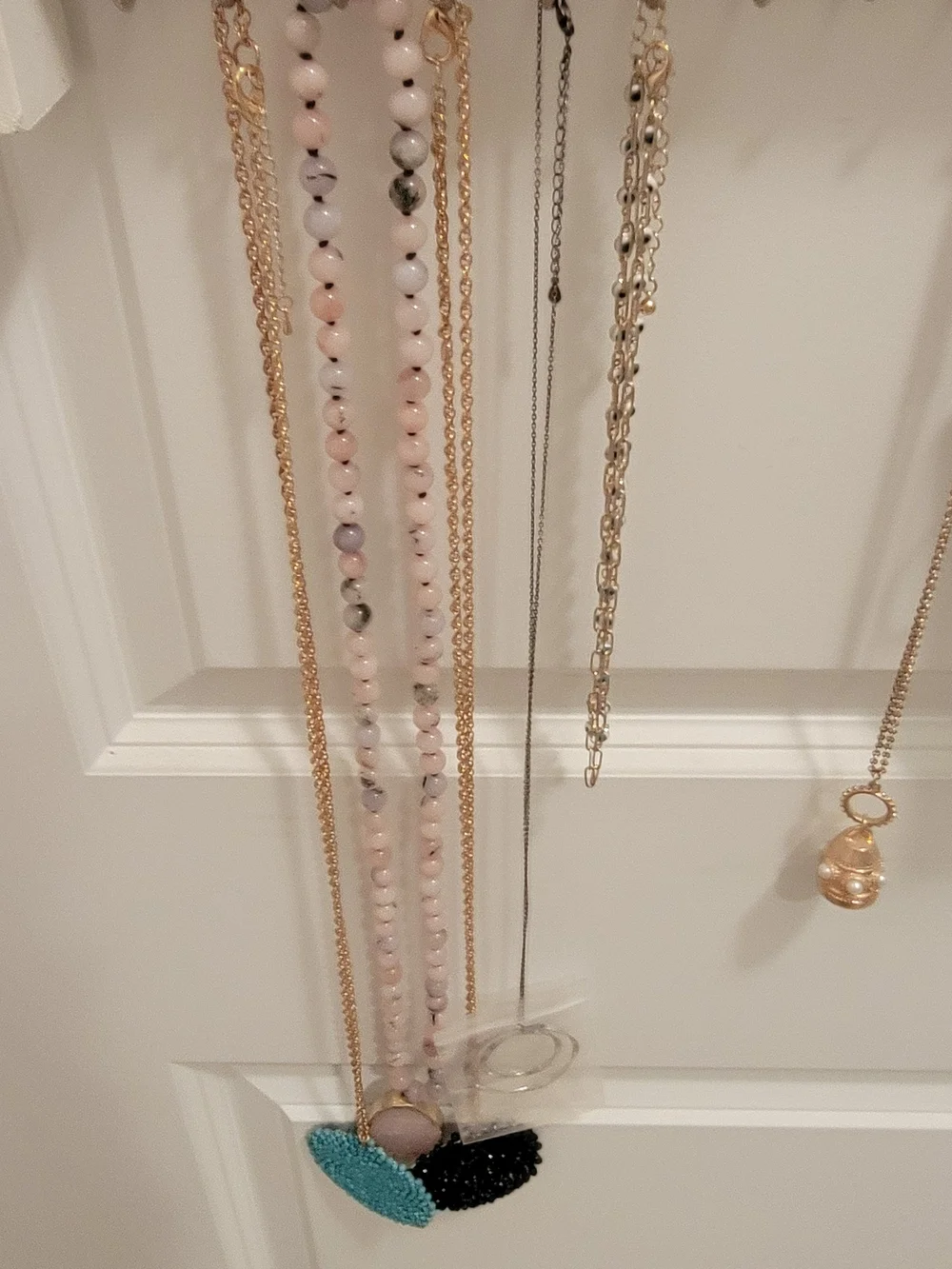 Wall-Mounted White Jewelry Organizer Rack - Home Storage & Organization